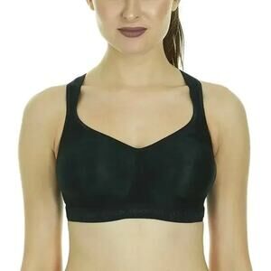 NWT Shock Absorber Medium Support Black Racerback Sports Bra Women's Size 34C